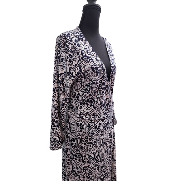 Boden Paisley Maxi Wrap Dress Black White Long Sleeve Boho Women US 10 classic - Picture 4 of 5